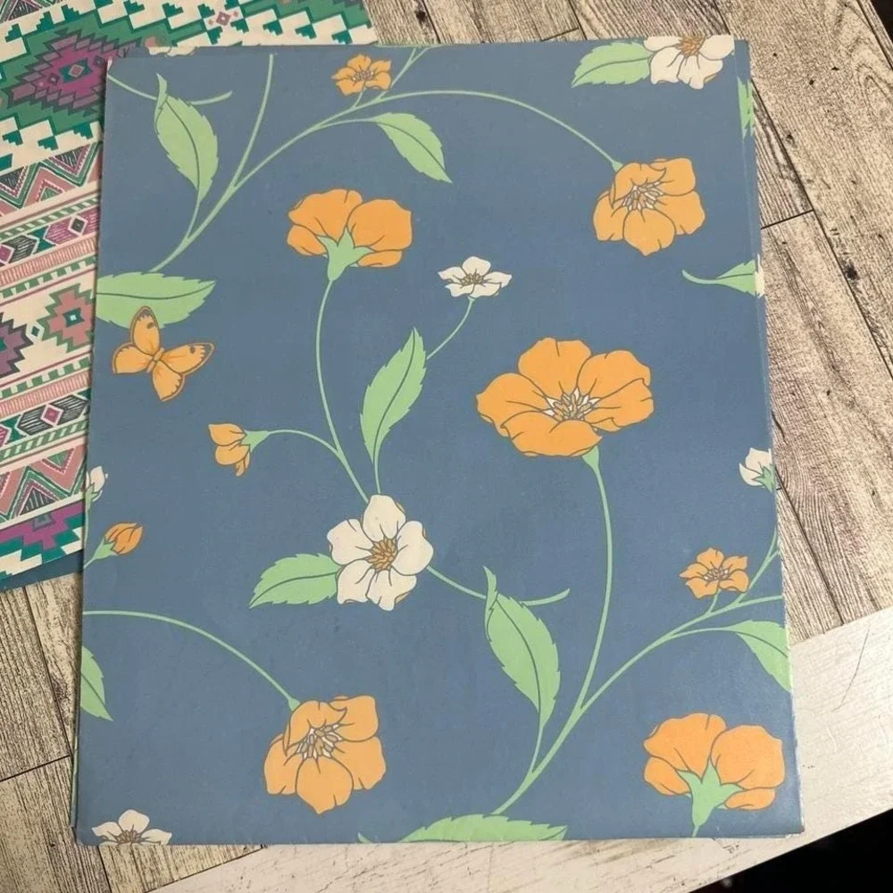 Vintage 90s Cleo Gift Wrap Floral Apples Wrapping Paper All Occasion Lot of 9